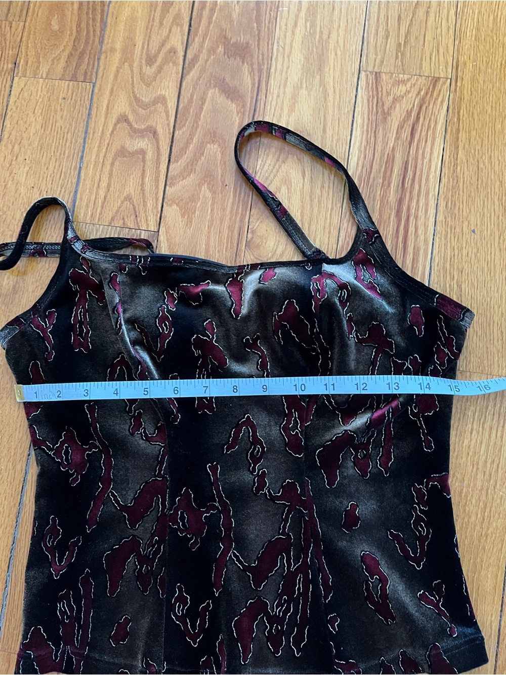 Free with Purchase- Velvet Red and Olive Brown Camisole Tank Top - Picture 3 of 5
